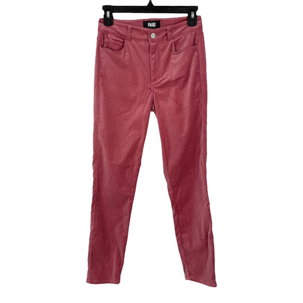 Paige Hoxton cropped Ankle Length high Rise velvet jeans dk pink size 24